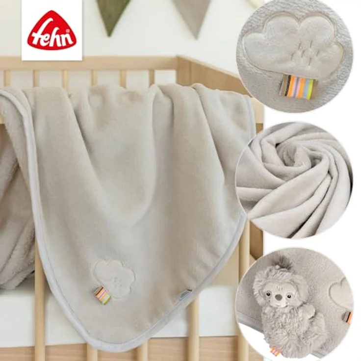 Fehn Kuscheldecke Faultier - 75 x 100 cm Grau – Bild 5