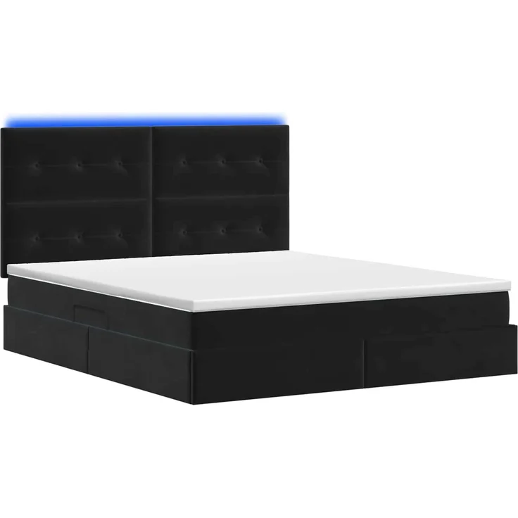 vidaXL LED-Speicherbett mit Matratze Schwarz 160 x 200 cm Samt 3460142 – Bild 9