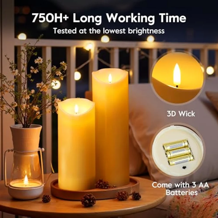 EXTSUD 31.5cm×10cm LED kerzen mit Fernbedienung Spritzwassergeschützt Led Candles mit Timer Flackernde Flamme elektrische Kerzen Batterie Outdoor Stumpenkerzen (Langlebige 500 Stunden, 1 Stück) – Bild 5