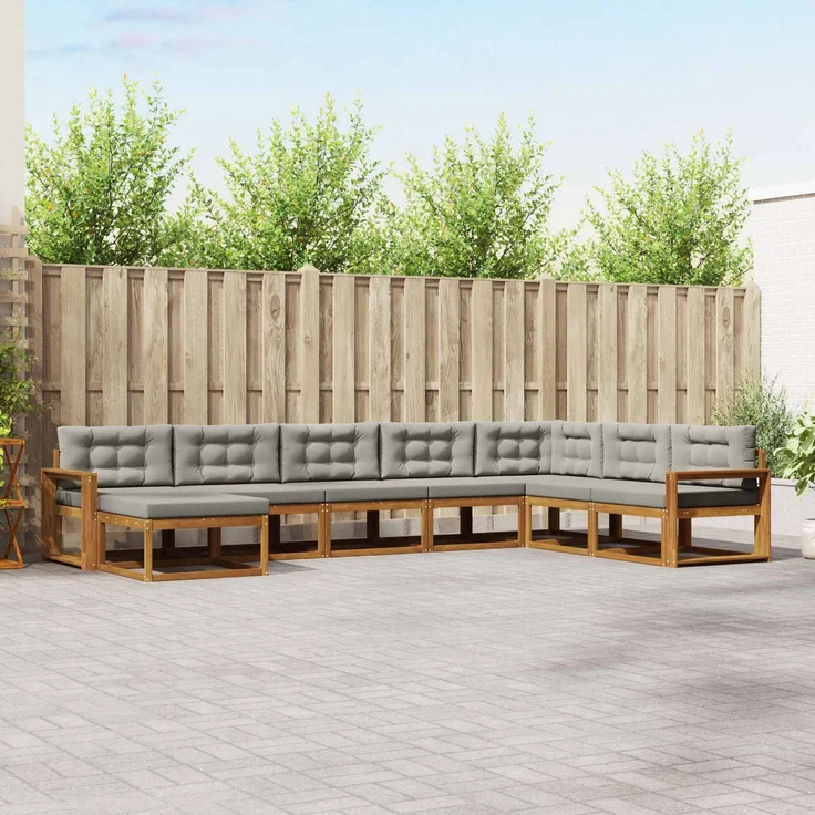 vidaXL Outdoor-Sofagarnitur 8 stk. 8-Sitzer Natur und Hellgrau 3368004 – Bild 1