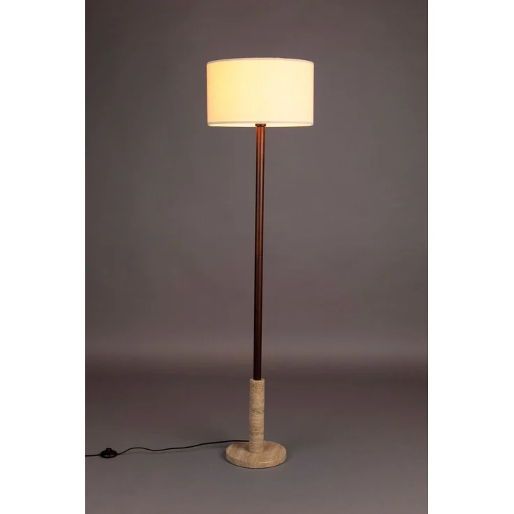 DutchBone Stehlampe Jackson mit Leinenschirm und Travertin-Sockel, Beige 40x40x156 cm – Bild 5