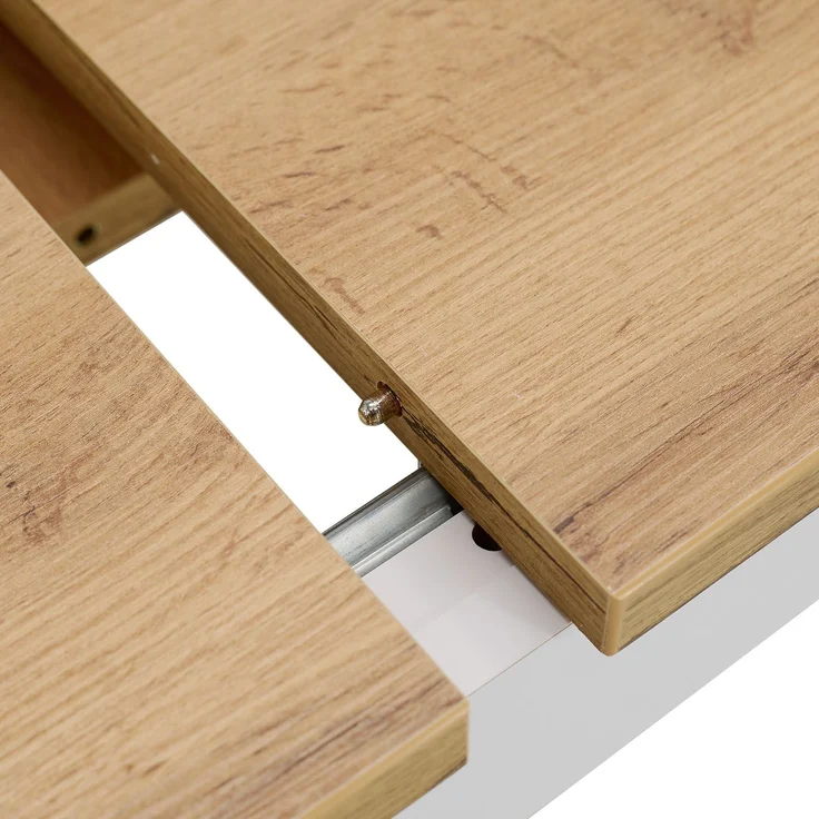 Esstisch ausziehbar 135x86 cm Wohnzimmertisch Weiß Holz Eiche Küchentisch Esszimmertisch Holztisch Tisch – Bild 10