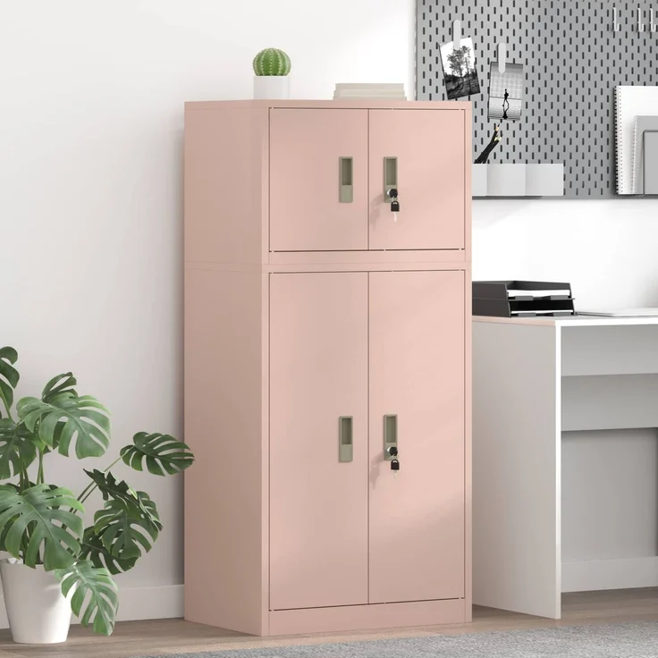vidaXL Aufbewahrungsschrank 2 stk. Rosa 60 x 40 x 130 cm Stahl 3438688 – Bild 1
