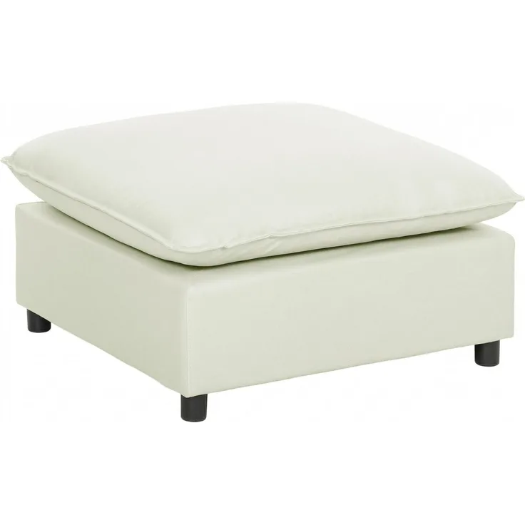 MELAYR, Fußhocker moderner Stoff-Ottomane mit Kunststoffbeinen für Wohnzimmer und Schlafzimmer, 75 cm, Cremeweiß