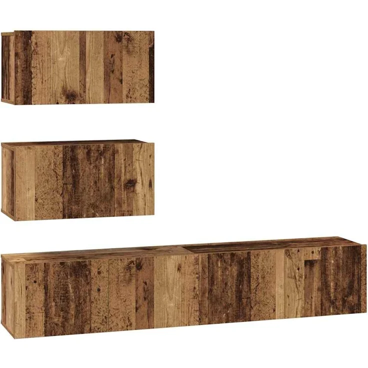 vidaXL TV-Schrankset Wandmontiert 4 pcs Altholz Holzwerkstoff 3393393 – Bild 1