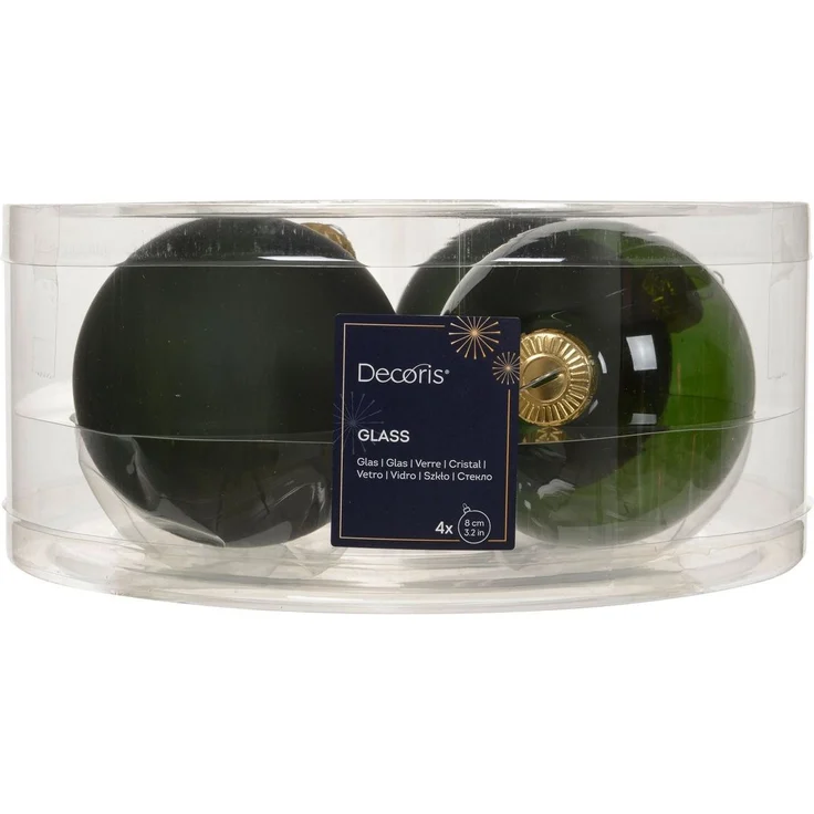 Kaemingk Weihnachtsbaumkugel, Weihnachtskugeln Glas 8cm 4 Stück - Piniengrün transparent – Bild 3
