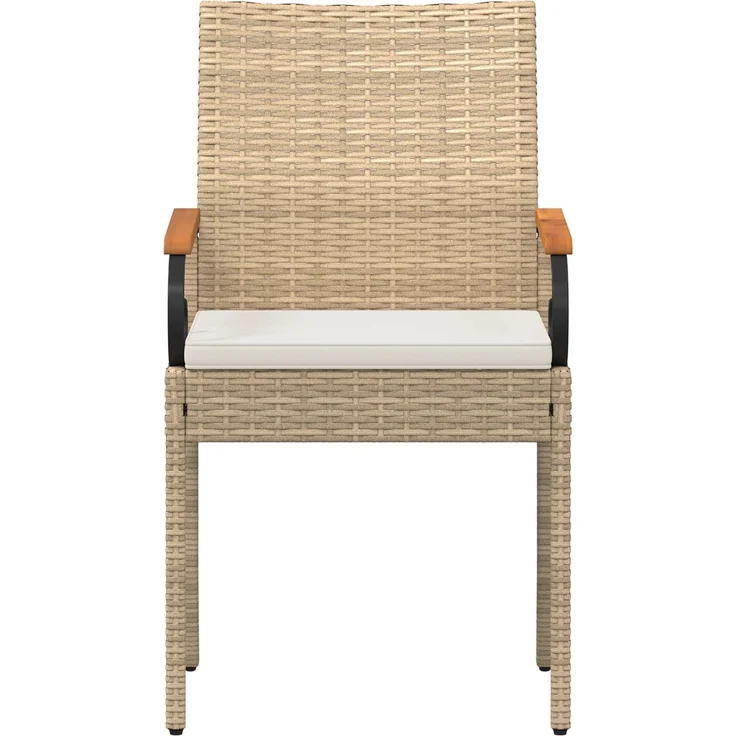 vidaXL Gartenstühle 4 Stk. Beige und Cremeweiß Poly-Rattan und Akazie 42025887 – Bild 6