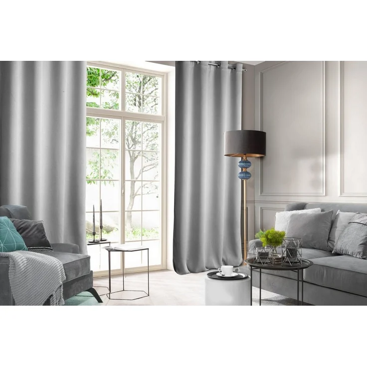 Design91 Samtvorhang, Ösen, Polyester silber, 140x250 cm – Bild 5