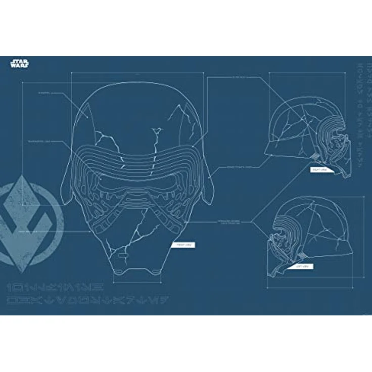 Komar Wandbild | Star Wars EP9 Blueprint Kylo Helmet | Dekoration, Kunstdruck,größe: 70 x 50 cm, ohne Rahmen, 226 g/m² Fotopapier, Made in Germany – Bild 1
