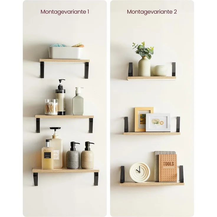Wandregal 3er Set eichenfarben-schwarz – Bild 7