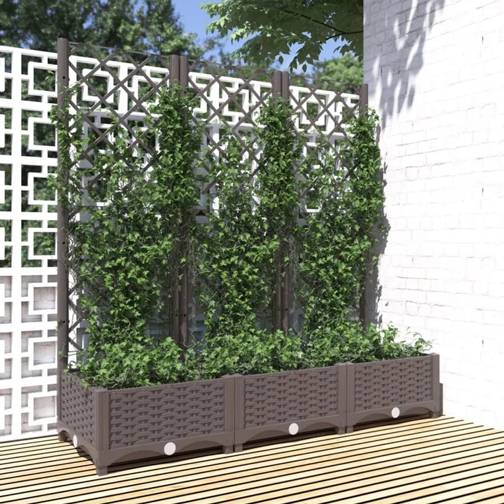 vidaXL Garten-Pflanzgefäß mit Spalier Braun 120 x 40 x 121,5 cm PP 318262