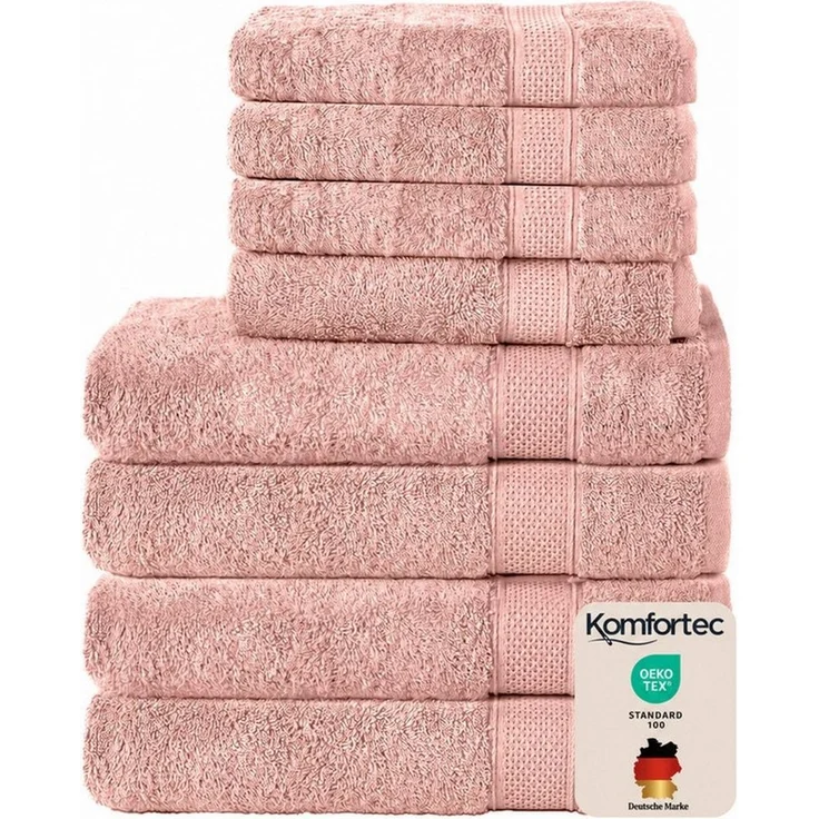 Komfortec Handtuch Set 100% Baumwolle, 4 Badetücher 70x140 und 4 Handtücher 50x100 cm, Frottee (Packung, 8-St), Badehandtuch & XXL Saunatuch, Weich, Towel, Groß – Bild 2