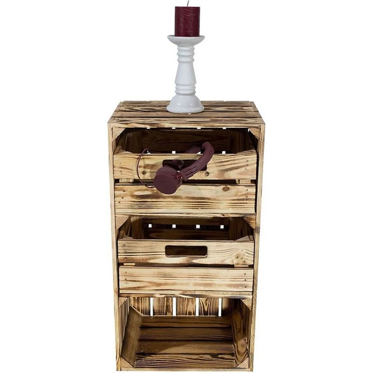 Kistenkolli Altes Land Allzweckkiste Regalkiste "Willi" in geflammt mit zwei Schubladen 68x40x31 (Spar-Set, Schmale Kiste und kleine Kiste) – Bild 3