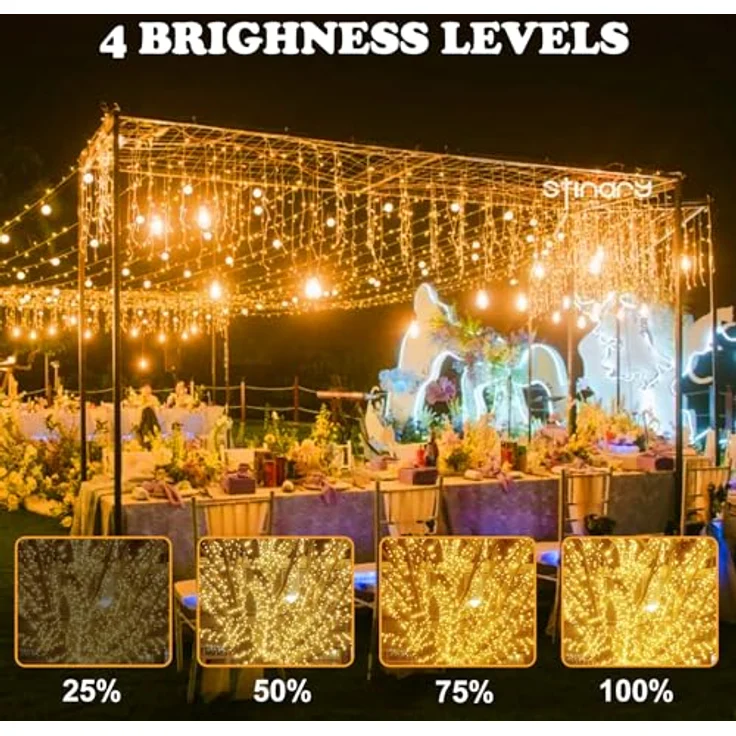 Jsdoin 100/200/300/400/600er Led Lichterkette Außen, Wasserdicht 8 Modi Warmweiß Lichterkette Innen Strom mit Timer Speicherfunktion für Weihnachten Party, Weihnachtsbaum,Garten, Hochzeit – Bild 4