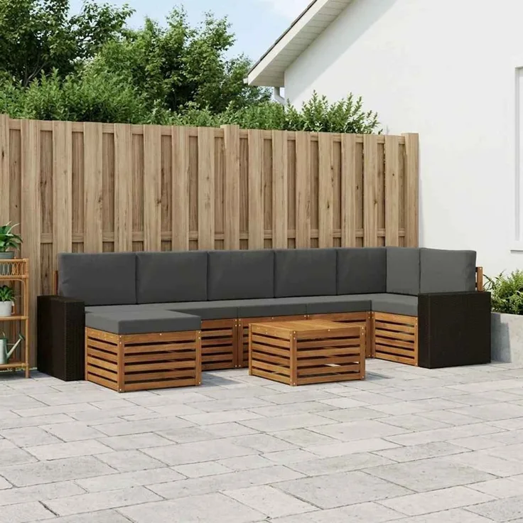 vidaXL Outdoor-Sofagarnitur 8 stk. 8-Sitzer Natur und Anthrazit 3384663