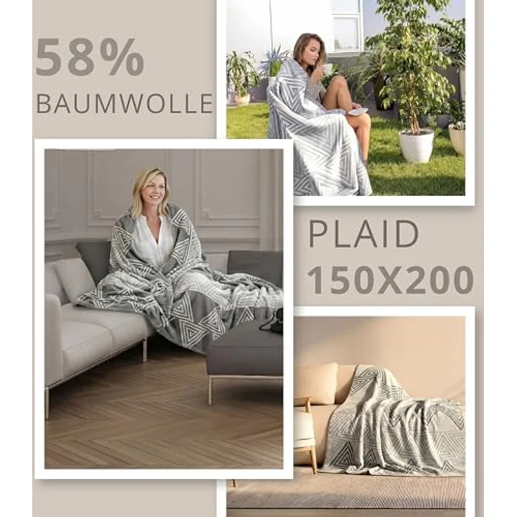 Plaid Kuscheldecke flauschig Tagesdecke 150x200 cm, SEI Design, Deko Wohnzimmer Überwurf für Couch – Bild 4