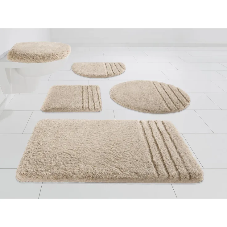 Möve Badematte Loft, Badvorleger, Badezimmer Teppich, Höhe 30 mm, rutschhemmend beschichtet, fußbodenheizungsgeeignet, schnell trocknend, strapazierfähig, Polyacryl, halbrund, Badteppich, Badematten auch als 2 teiliges Set & rund
