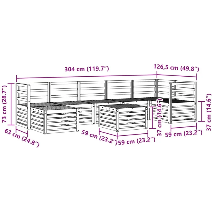 vidaXL Outdoor-Sofagarnitur 8 stk. 8-Sitzer Weiß Massivholz Akazie 3392214 – Bild 10