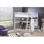 Hochbett CAMPUS Buche massiv weiß lackiert