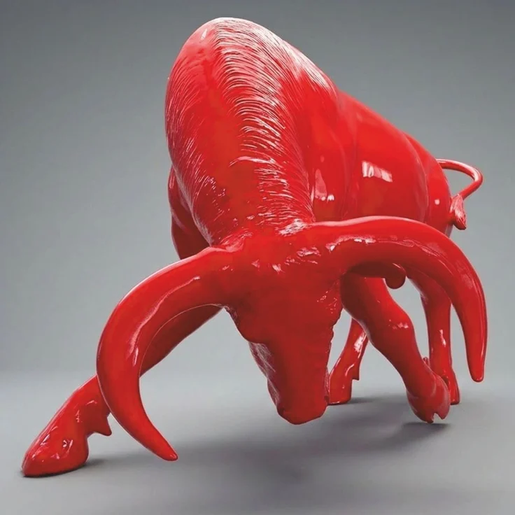 Casa Padrino XXL Deko Skulptur Stier Rot 205 cm - Garten Deko Figur - Große Deko Figur - Lebengroße Garten Skulptur – Bild 1