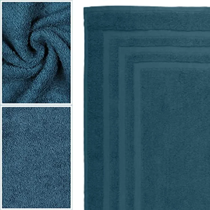 Lovely Casa - Badematte - Größe 45x70 cm - 100% Bio-Baumwolle - Petrol Farbe - Modell Lagune - Home Linen - Weich und bequem - Ideal für das Badezimmer – Bild 4