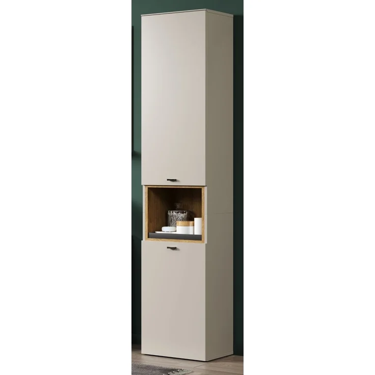 Badezimmer Hochschrank Sao Paulo in Sand und Eiche 40 x 186 cm – Bild 1