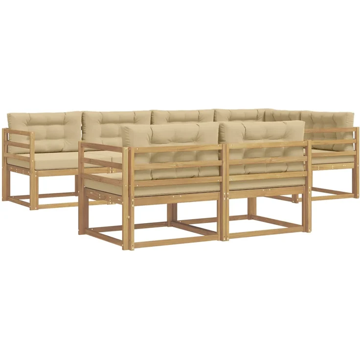 vidaXL Outdoor-Sofagarnitur 6 stk. 7-Sitzer Weiß und Beige Polyester 3386572 – Bild 2