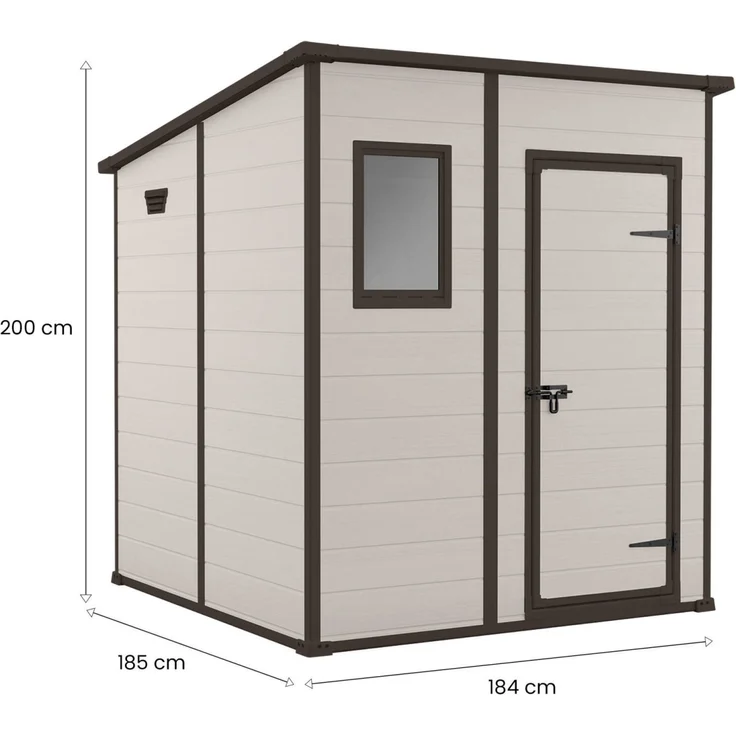 Dmora Gartenhaus Cranbrook, Gartenhütte, Gartenhaus, Werkzeugschuppen, 184x185 h200 cm, Beige – Bild 3