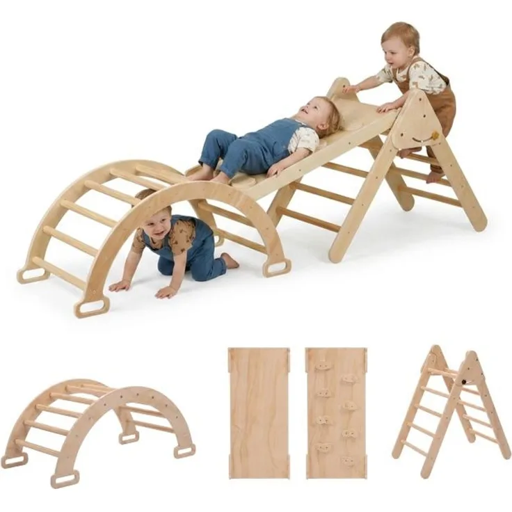 Relaxdays 3 in 1 Kletterdreieck aus Holz