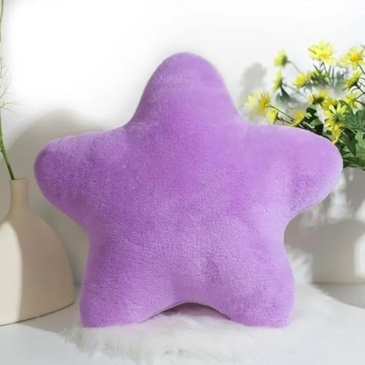 Kuschelkissen Kinder Sternkissen Plüsch Kissen Dekokissen für kuschelecke kinderzimmer, Weiche Flauschige Sternform Zierkissen Sofakisse für Heimdekoration (Lila,40 cm)
