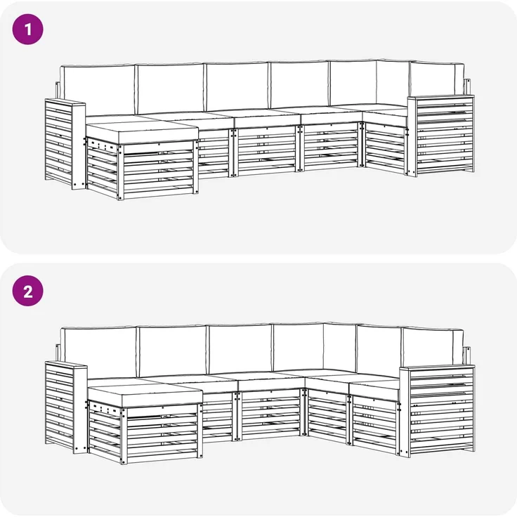 vidaXL Outdoor-Sofagarnitur 7 stk. 6-Sitzer Weiß und Creme 3392200 – Bild 7