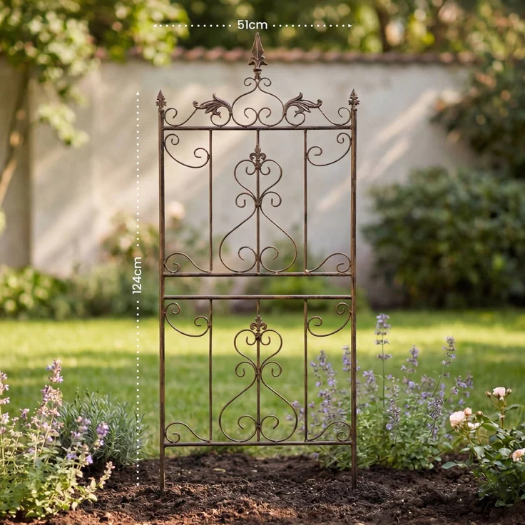 Rankgitter INES 2er Set - 51 x 3 x 124 cm, Metall, Braun | Rankhilfe Kletterpflanzen Gartendekoration – Bild 2