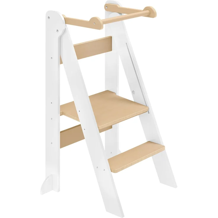 Bellabino 'Tay' Lernturm für Kinder ab 1 Jahr, Tritt 2-fach höhenverstellbar, weiß/natur, Birke Sperrholz, klappbar, Tritthocker bis 50 kg belastbar – Bild 2