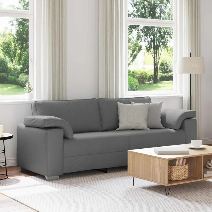 vidaXL 3-Sitzer-Sofa Dunkelgrau 220 cm Stoff 4105238 – Bild 1