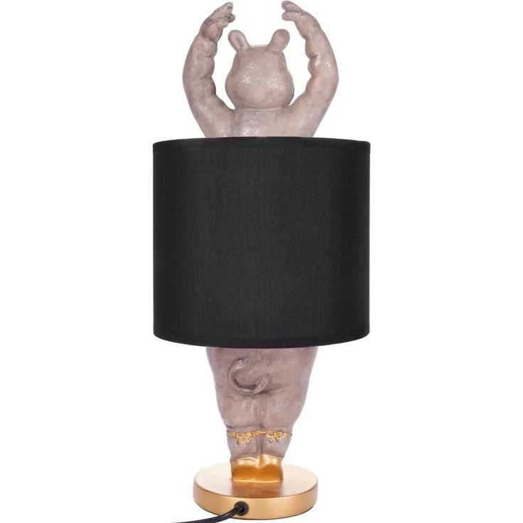 BRUBAKER Nachttischlampe Tischleuchte Nilpferd Ballerina, ohne Leuchtmittel, Motiv Lampe mit Keramikfuß, Höhe 43 cm – Bild 3
