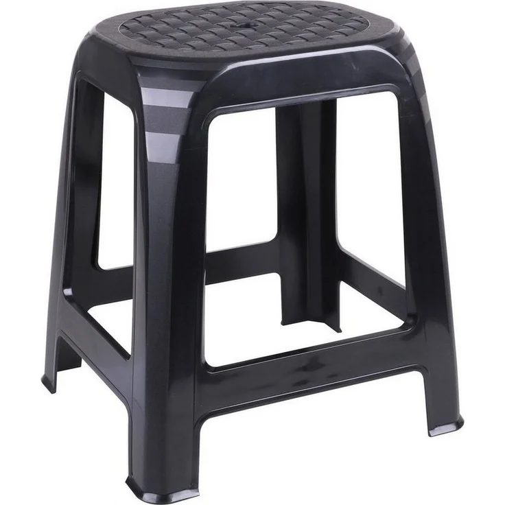 Urban Living Sitzhocker Kunststoff-Hocker Sitzhocker Küchenhocker Schwarz (1 St, in Rattanoptik), Größe: 41 x 36 x 46 cm – Bild 3