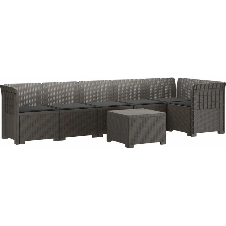 vidaXL 6-Sitzer Garten Sofa mit Kissen Rattan Look PP Hellgrau 3444119 – Bild 2