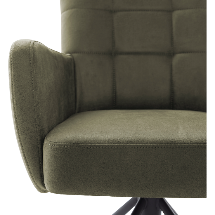 Wohn Schick WINSTON Armlehnenstuhl, olive,Gestell: Mattschwarz lackiertLuxus-Komfortsitz, 360° drehbar, - H 88 cm x T 66 cm x B 62 cm – Bild 7