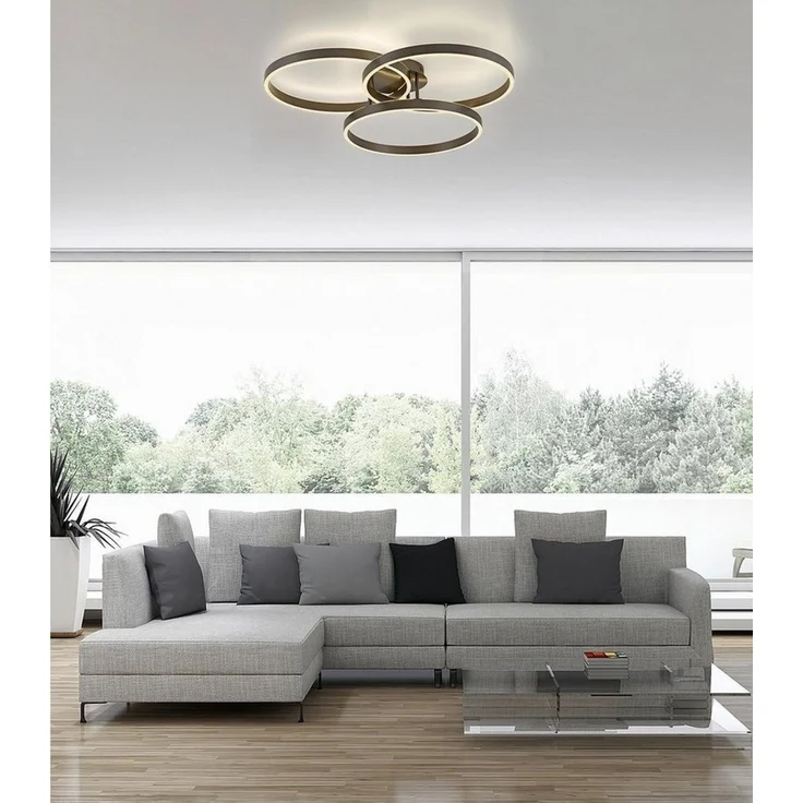 Paul Neuhaus LED Deckenleuchte VELUNA, Braun, Metall, Dimmfunktion, LED fest integriert, Tageslichtweiß, mit Fernbedienung, Memoryfunktion, B 71,1 x H 15,1 x T 75 cm – Bild 2