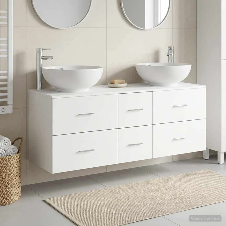 vidaXL Badezimmerschrank-Set 3 stk. Weiß 129 x 44,5 x 80 cm 3405907 – Bild 1