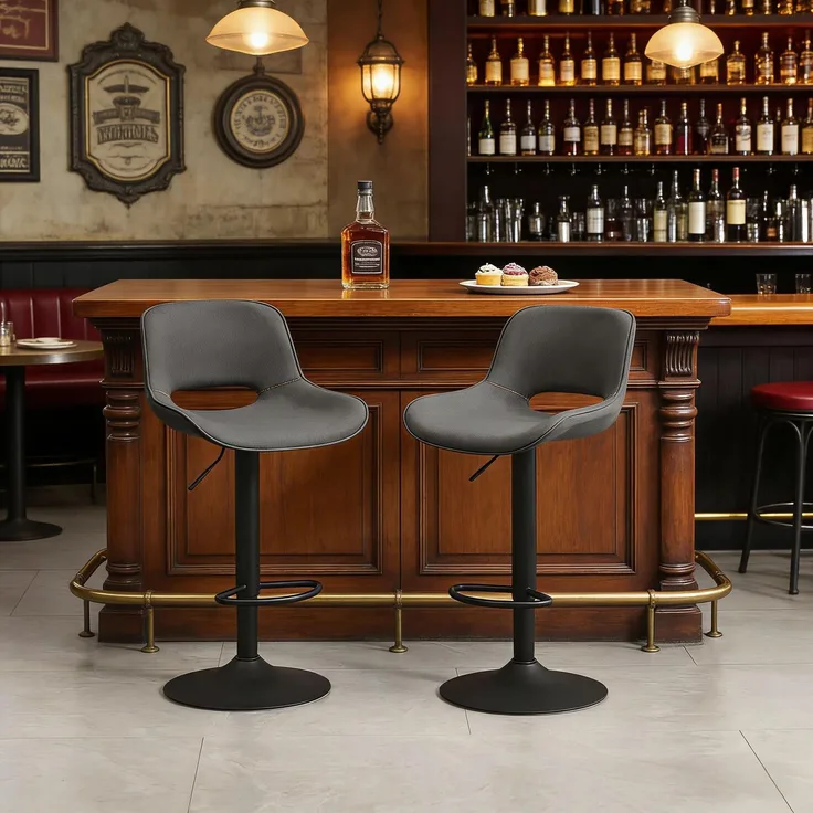(old SKU:T5828P495833)Bequemer Barstuhl,Luxus Esszimmerstuhl,Schwenkbar Hocker für Patio, Hinterhof & Outdoor Bar(Nur Set von 2 Bar Hocker)--Grau--49x49x106cm--YOUDENOVA