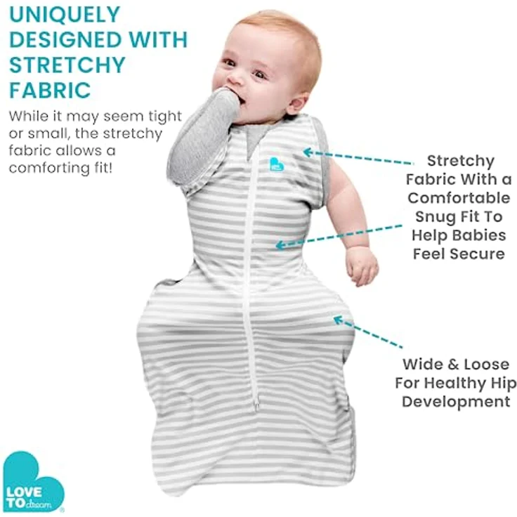 Love To Dream™ Swaddle UP™ Übergangsschlafsack, XL 11–14 kg – Weiß | Enganliegende Passform mit abnehmbaren Flügeln | 2,5 Tog für Winter & Herbst (16–20 °C) | Baumwolle, maschinenwaschbar – Bild 11