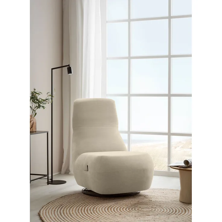 DOMO. collection Sessel 700024, Polstersessel, Drehfunktion, gepolsterte Rückenlehne, Rückenfunktion, Wippfunktion, Hochlehner, Polstergarnitur, 68 x 88 x 67 (BxTxH), beige