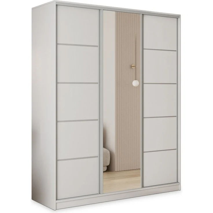 Masseno Schwebetürenschrank PINA Kleiderschrank mit Spiegel und Schubladen Schlafzimmerschrank – Bild 5