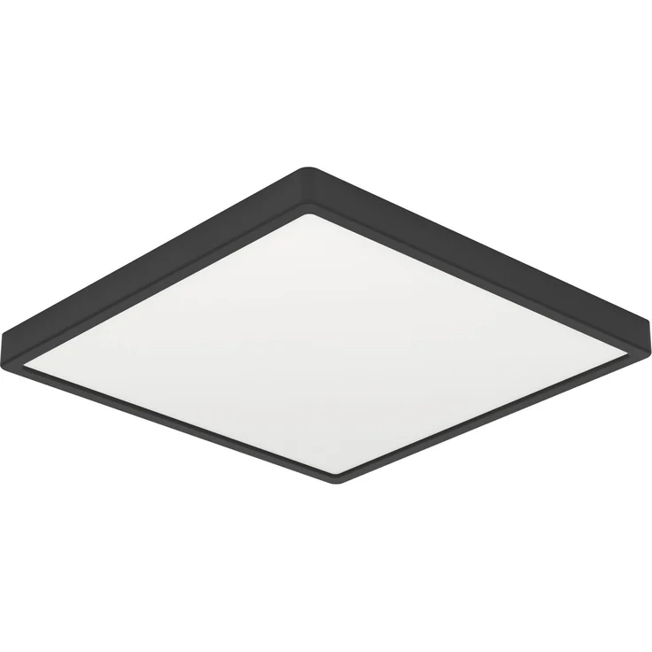 EGLO LED Deckenleuchte Fueva 6, eckige Badezimmer Deckenlampe, Badlampe Decke aus Kunststoff in Schwarz und Weiß, Deckenbeleuchtung warmweiß-kaltweiß, IP44, 15x15 cm