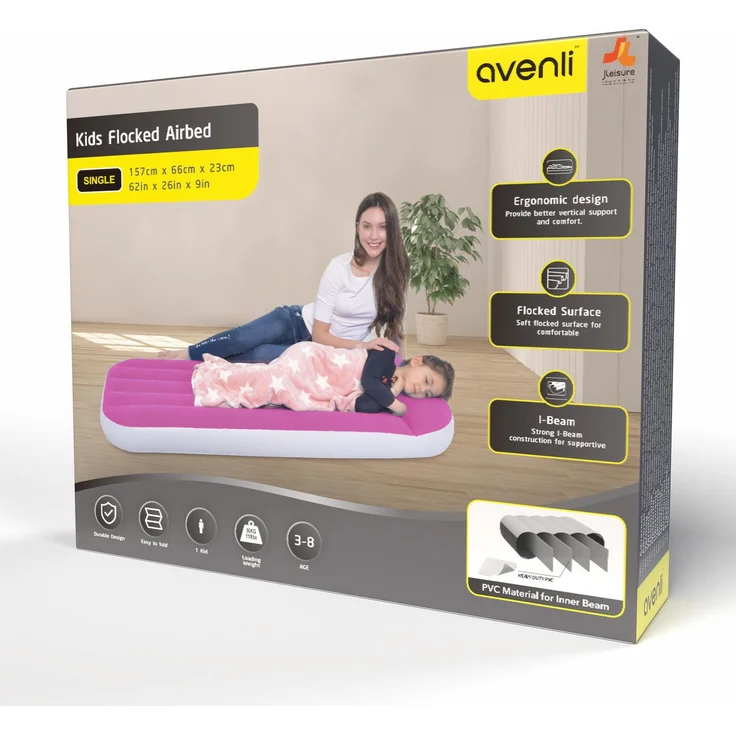 Avenli Kinderluftbett / Luftmatratze aufblasbar für Kinder, rosa – Bild 9