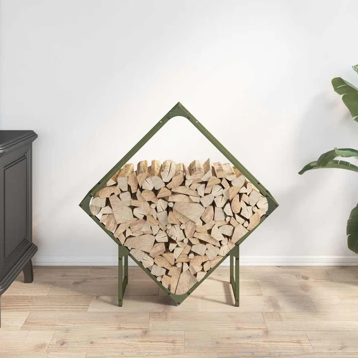 vidaXL Brennholzregal Olivgrün 80x25x80 cm Kaltgewalzter Stahl 864286 – Bild 2