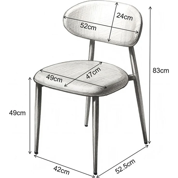PPkrimnel Esszimmerstuhl Polsterstuhl mit gebogener Lehne, Holzoptik, Metallbeinen (4 St), Wohnzimmerstuhl, Gästezimmerstuhl & Bistrostuhl – Bild 2