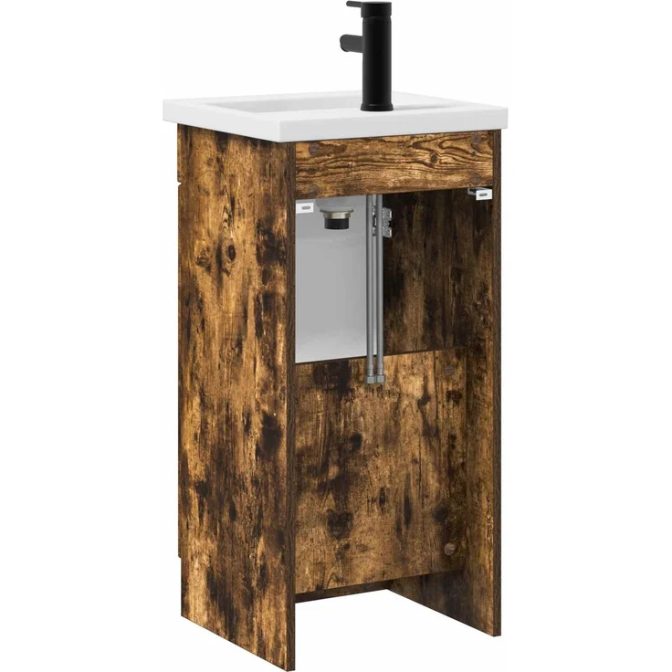 vidaXL Badezimmerschrank mit Waschbecken Geräucherte Eiche 890059 – Bild 5