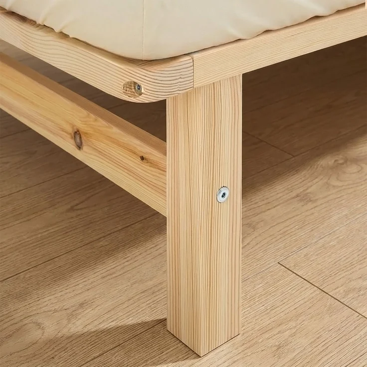 Holzbett 120x200 mit Matratze Doppelbett Holz Natur Bett Massiv Palettenbett Bettgestell Holzbettrahmen Lattenrost – Bild 8